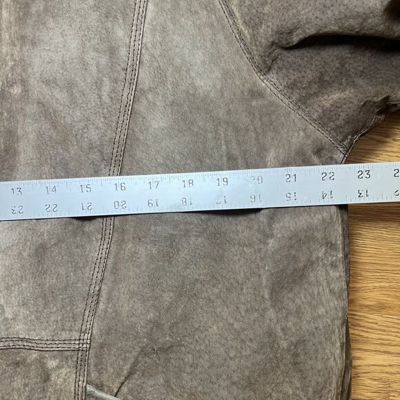 Charles Klein Coat Suede Leather Faux Fur Reversible Zip Up Hooded Brown Sz M - Picture 11 of 12